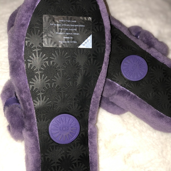 UGG Fuzz Yeah Sheepskin Sandal Violet Bloom - Picture 3 of 4
